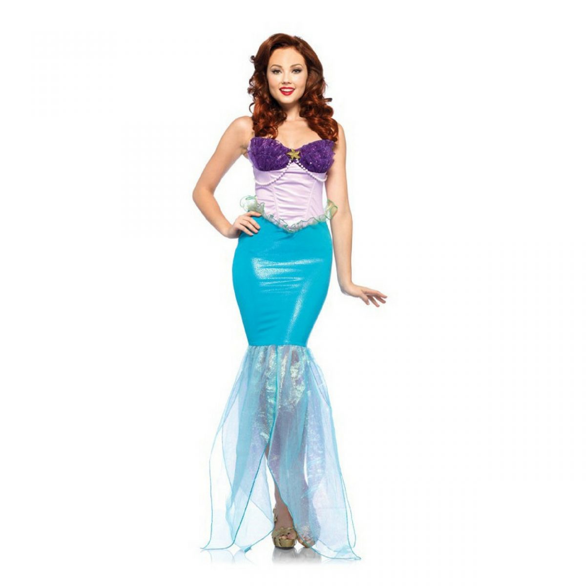 Vestido Fantasia Adulto Cosplay Halloween Sereia Ariel